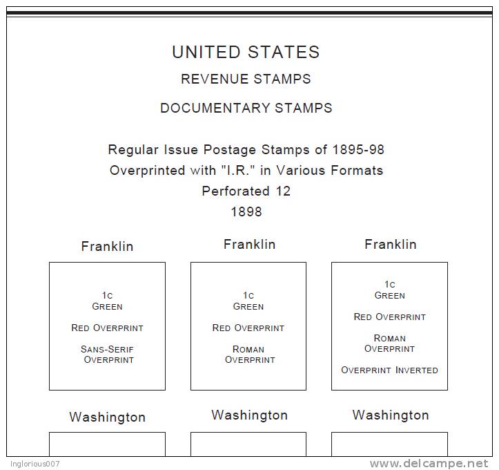 U.S.A. REVENUES STAMP ALBUM PAGES 1862-1995 (297 Pages) - Englisch