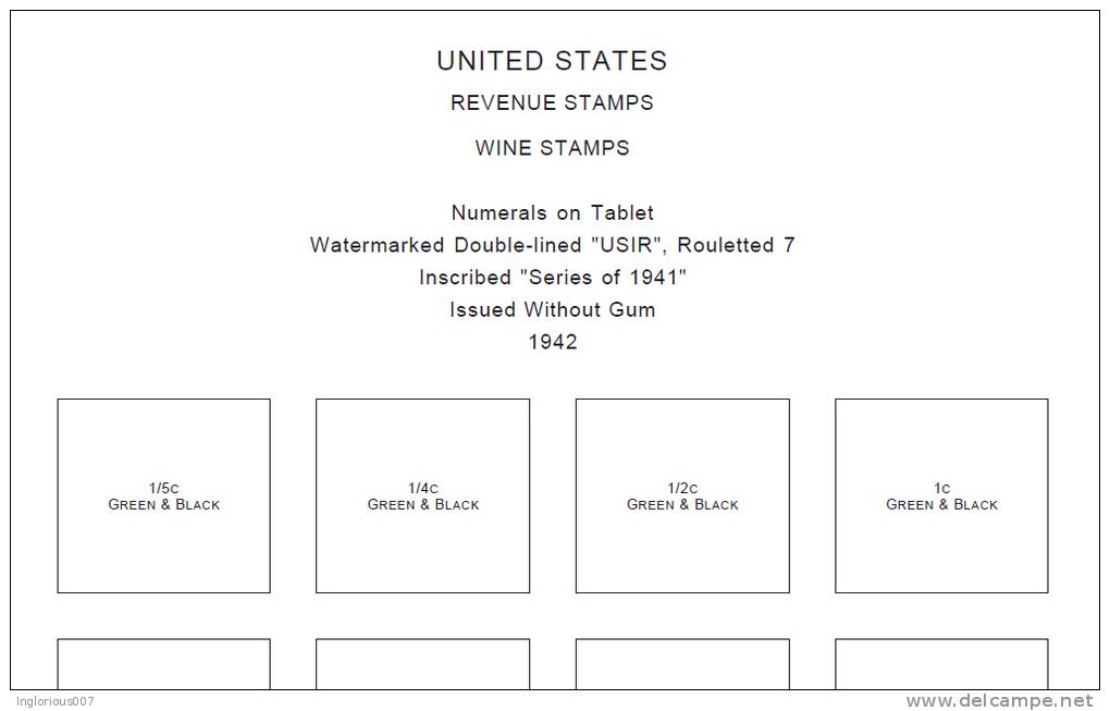 U.S.A. REVENUES STAMP ALBUM PAGES 1862-1995 (297 pages)