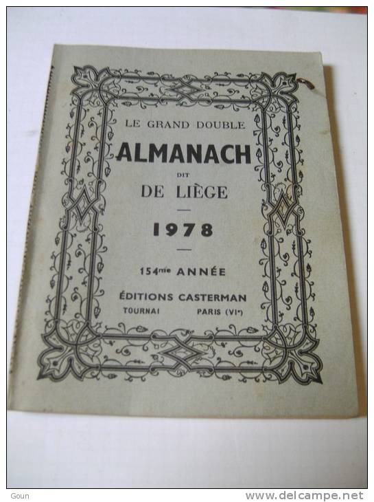 A Le Grand Double Almanach De Liège 1978 - Autres & Non Classés