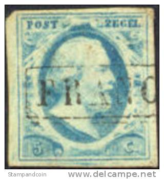 Netherlands #1 SUPERB Used 5c King William III From 1852 - Oblitérés