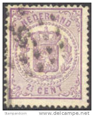 Netherlands #22 Used 2-1/2c Violet Coat Of Arms From 1870 - Gebraucht