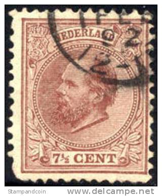 Netherlands #24 Used 7-1/2c King William III From 1888 - Oblitérés