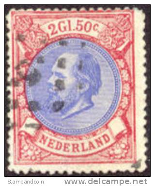 Netherlands #33 Used 2g50c King William III From 1872 - Gebraucht