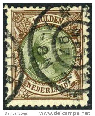 Netherlands #52 Used 1g Princess Wilhelmina From 1896 - Oblitérés