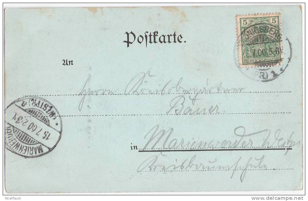 Landwehr Kreuz Auf Dem Galtgarben Mondschein Karte 13.7.1900 Gelaufen Studentika - Ostpreussen