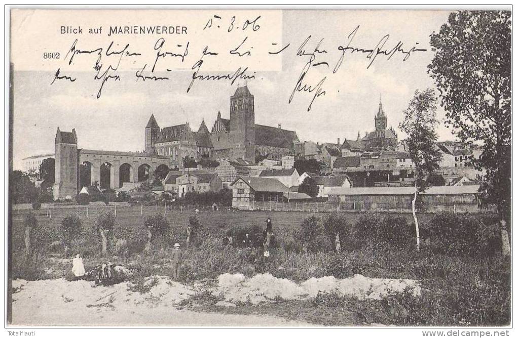 Marienwerder Gesamt Blick Zum Dom Vorn Kinder Gruppe Kwidzyn Bahnpost 5.8.1906 THORN - MARIENBURG ZUG 510 - Westpreussen