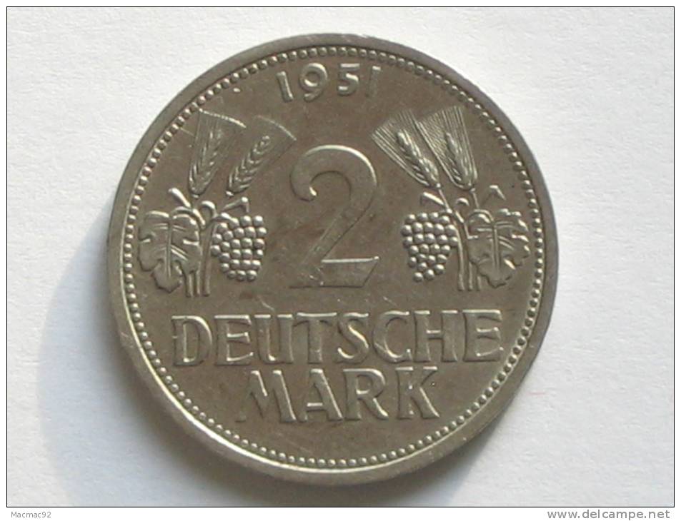 2 Mark 1951 F - Germany - Federal Republic - ALLEMAGNE **** EN ACHAT IMMEDIAT **** - 2 Mark