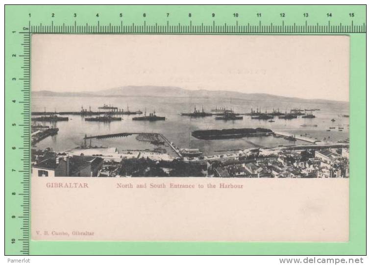 Gibraltar Vintage ( North And South Entrance To Harbour, Boat V.B. Cumbo) Postcard Post Card Carte Postale - Gibilterra
