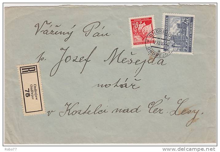 1940 Bohemia &amp; Moravia Registered Cover, Letter. Ondrejov 12.XII.40. (D03019) - Briefe U. Dokumente