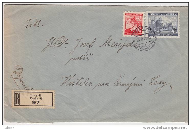 1941 Bohemia &amp; Moravia Registered Cover, Letter. Praha 24.III.41. (D03022) - Covers & Documents