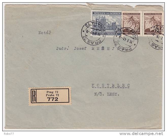 1941 Bohemia &amp; Moravia Registered Cover, Letter. Praha.  (D03024) - Storia Postale