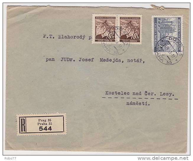 1941 Bohemia &amp; Moravia Registered Cover, Letter. Praha.  (D03018) - Covers & Documents