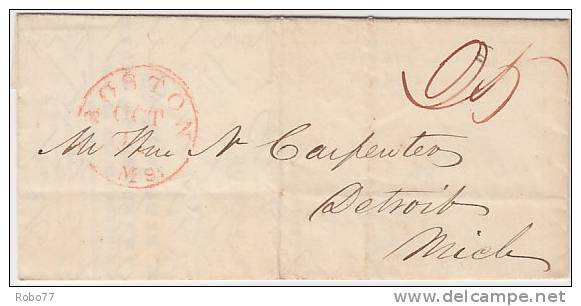 1840 USA  Letter Sent From Boston To Detroit. (L07007) - …-1845 Prefilatelia