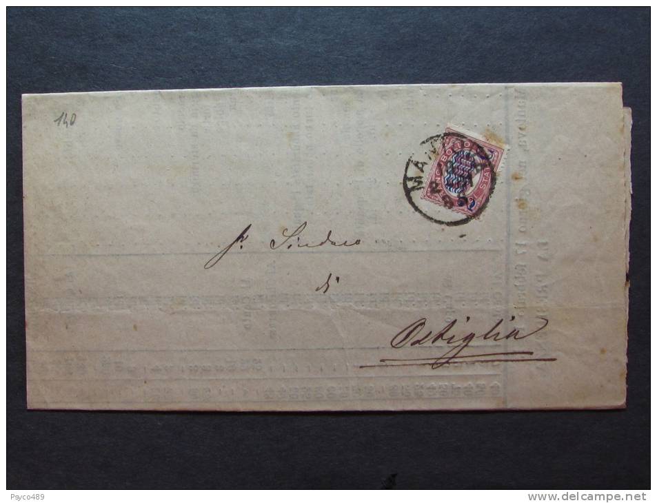 ITALIA Regno-1878- "Ondine" C. 2 Su 5,00 MANTOVA>OSTIGLIA (descrizione) - Poststempel