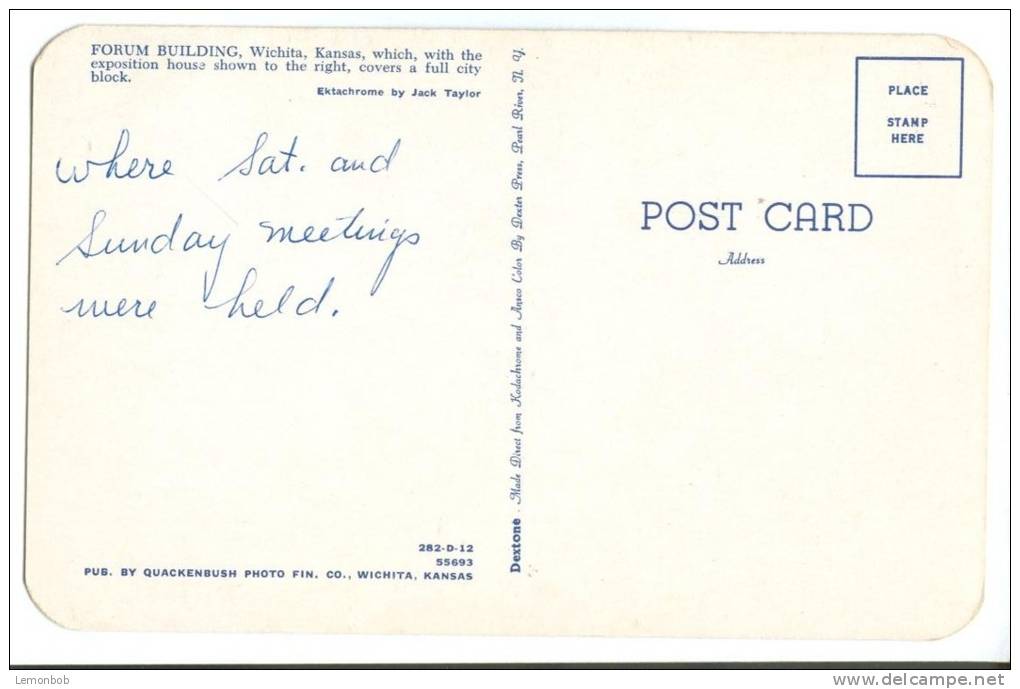 USA, Forum Building, Wichita, Kansas, Used Postcard [P8306] - Wichita