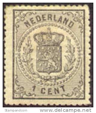 Netherlands #18 XF Mint Hinged 1c Black Coat Of Arms From 1869 - Unused Stamps