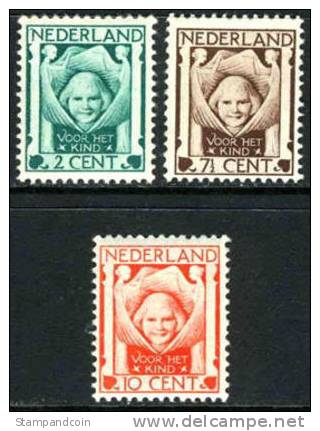 Netherlands B6-8 Mint Hinged Semi-Postal Set From 1924 - Unused Stamps