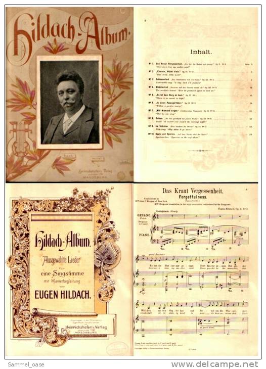 Ca. 1898 Notenheft Hildach Album - Ausgewählte Lieder Für Eine Singstimme Mit Klavierbegleitung Von Eugen Hildach - Varia