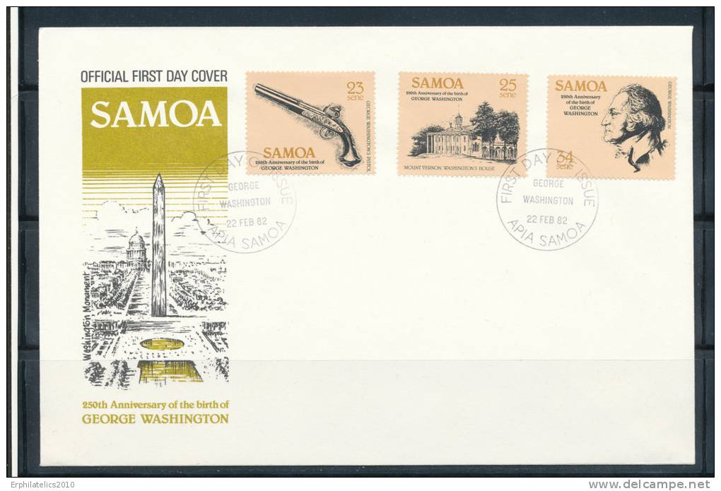 SAMOA 1982 250TH ANNIVERSARY OF THE BIRTH OF GERORGE WASINGTON FDC - Samoa (Staat)