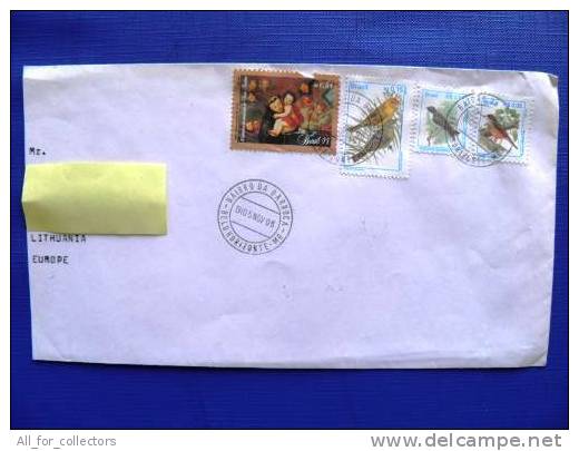 Cover Sent From Brazil To Lithuania On 1996, Painting Religious, Birds, - Storia Postale