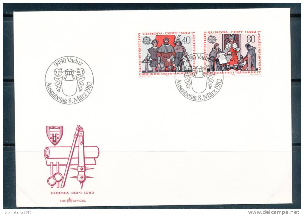 LIECHTENSTEIN 1982 EUROPA CEPT SC# 733-734 FDC VF UA - Brieven En Documenten