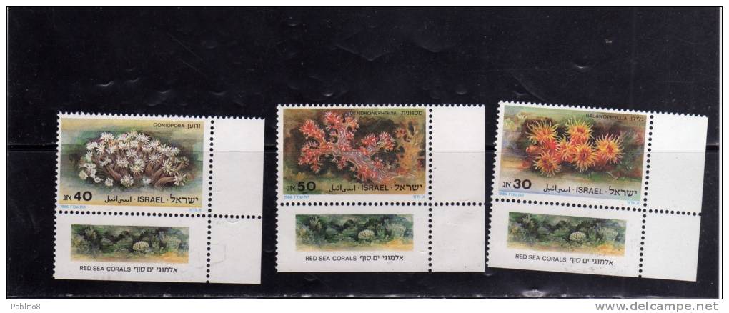 ISRAELE  1986 CORALLI DEL MAR ROSSO MNH  - ISRAEL READ SEE CORALS - Neufs (avec Tabs)
