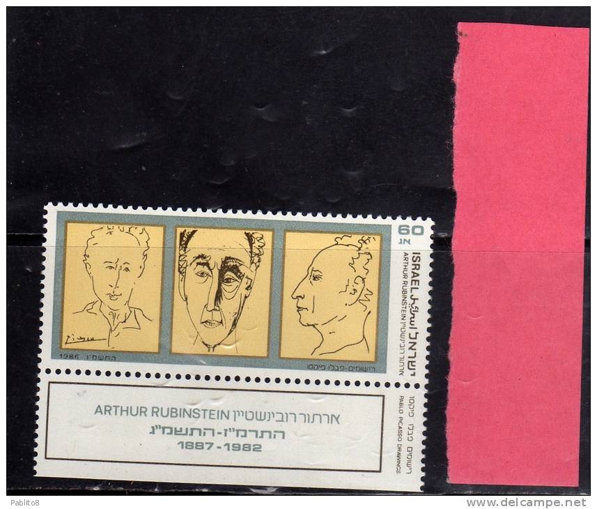 ISRAELE  1986 ARTHUR RUBINSTEIN MNH  - ISRAEL - Neufs (avec Tabs)