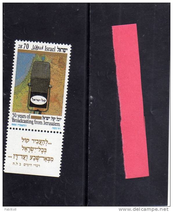 ISRAELE  1986  LA VOCE D´ ISRAELE GERUSALEMME MNH  - ISRAEL BROADCASTING JERUSALEM - Neufs (avec Tabs)