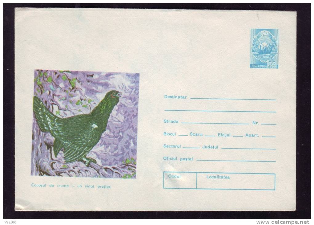 MOUNTAIN COCK, PRECIOUS HUNT, 1975, COVER STATIONERY, ENTIER POSTAL, UNUSED, ROMANIA - Cuckoos & Turacos