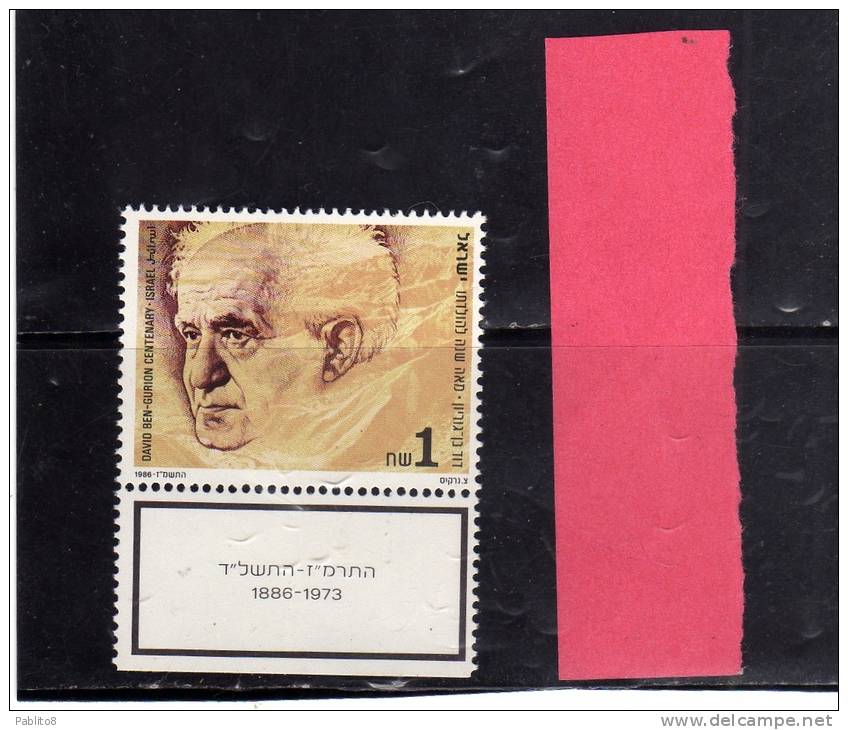 ISRAELE  1986 DAVID BEN GURION MNH  - ISRAEL - Neufs (avec Tabs)