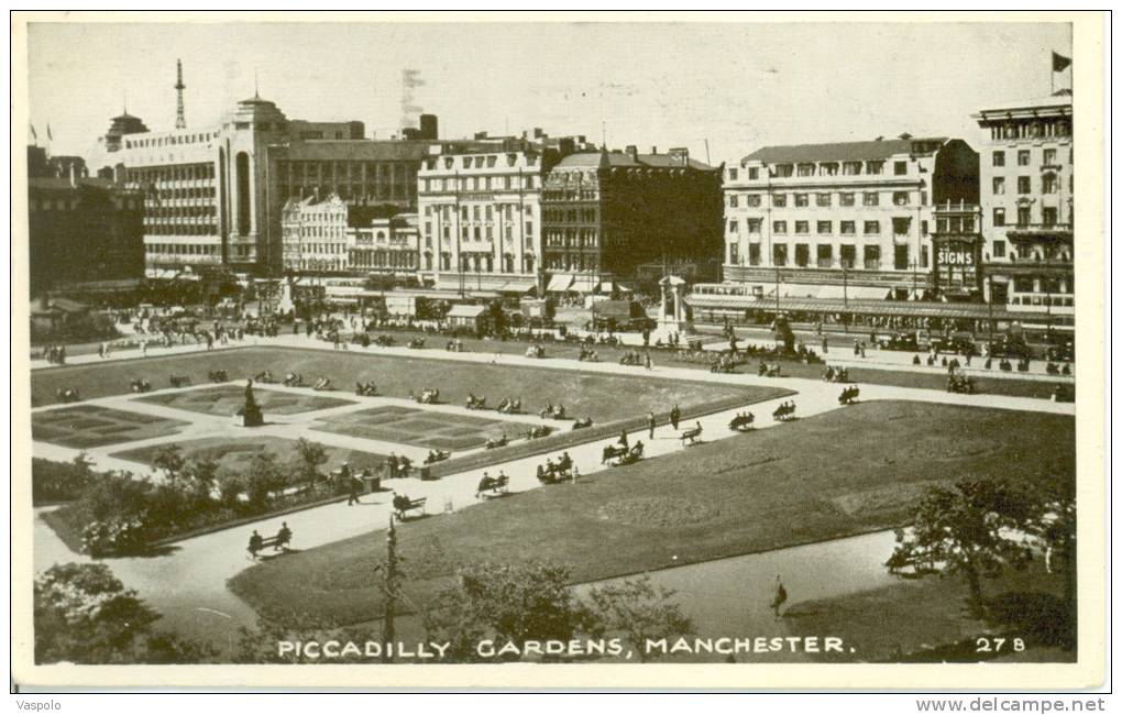 UNITED KINGDOM-ENGLAND-MANCHESTE R-PICCADILLY GARDENS-CIRCULATED-1949 - Manchester