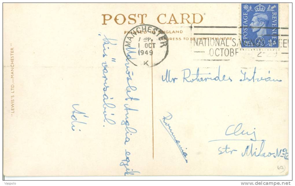 UNITED KINGDOM-ENGLAND-MANCHESTE R--CIRCULATED-1949 - Manchester