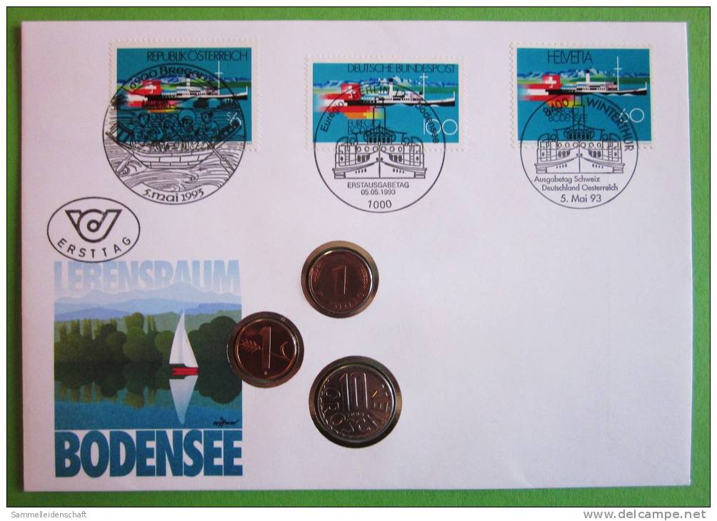 Münzen Numisbrief 1993 Ersttag Lebensraum Bodensee - Commémoratives