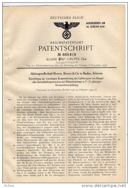 Original Patentschrift - Brown AG In Baden , Schweiz , 1935 , Schaltung , Schweißgerät !!! - Machines