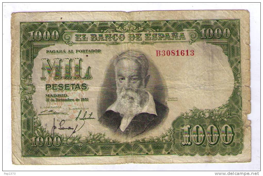 BILLETE DE 1000 PESETAS DE 1951 - USADO - 1000 Pesetas