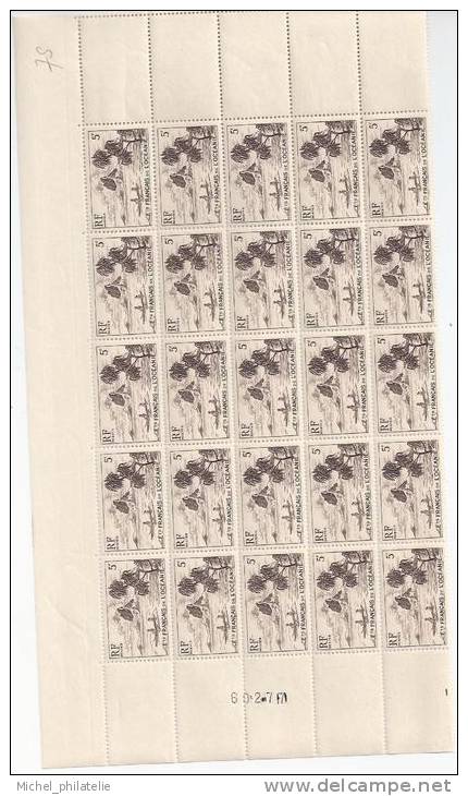Océanie N° 195 ** Planche De 25 Timbres, Numeroté - Unused Stamps