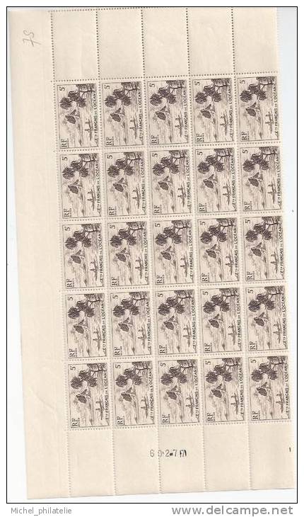 Océanie N° 195 ** Planche De 25 Timbres, Numeroté - Neufs