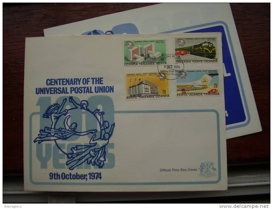 K.U.T. 1974 FDC Official Illustrated With Full Set To 2/50 Of U.P.U. Issue Of 9th.October With Brochure... - Kenya, Uganda & Tanzania