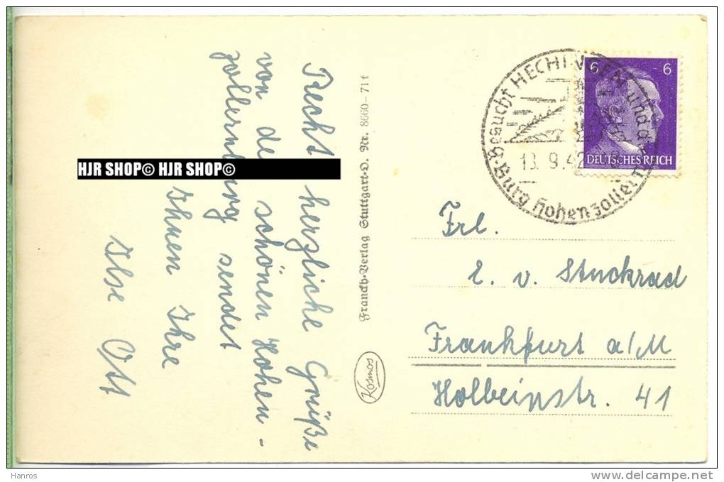 Um 1940/1950  Antsichtskarte,  „Burg Hohenzollern  “ Mit Frankatur, Stempel, - Hechingen