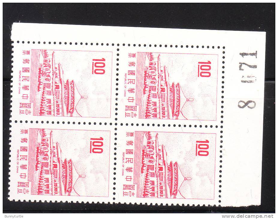 ROC China 1968-75 Sun Yat Sen Building Yangmingshan Blk Of 4 $1 MNH - Ongebruikt