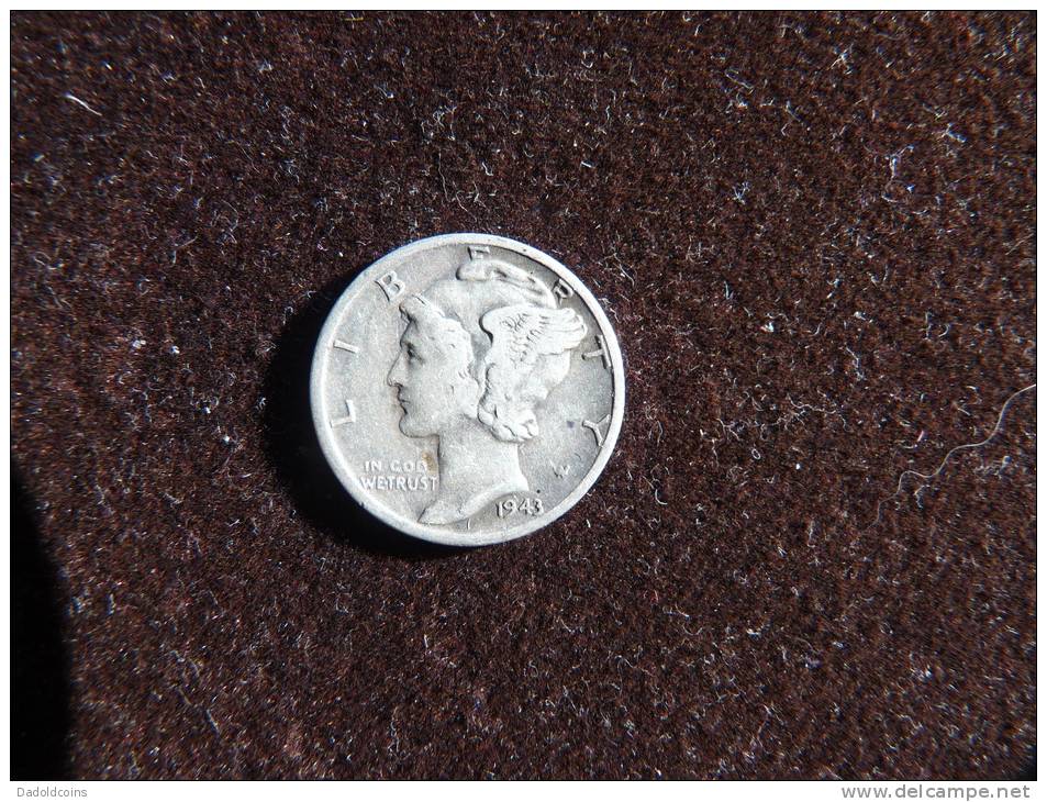 Estados Unidos United States One Mercury Dime 2,5g Silver 0,900 1943. See Images. - 1916-1945: Mercury