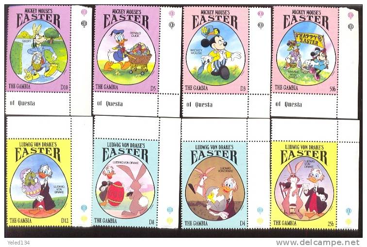 GAMBIA   1524-31 MINT NEVER HINGED SET OF STAMPS OF DISNEY ; EASTER 1994  #  S-162   ( - Disney