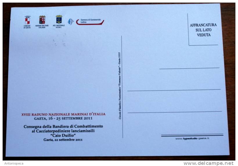 ITALIA 2011 CARTOLINA MAX NAVALE RADUNO NAZIONALE ANMI GAETA 2011 - Cartes-Maximum (CM)