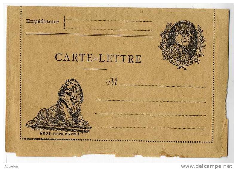 CARTE FRANCHISE MILITAIRE  -  CARTE LETTRE GEL JOFFRE  -  NEUVE - Lettres & Documents