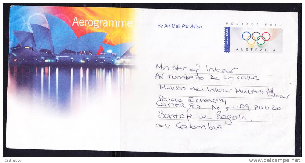 T)AEROGRAMME ,AUSTRALIA TO COLOMBIA,OLYMPIC GAMES,SIDNEY.- - Estate 2000: Sydney