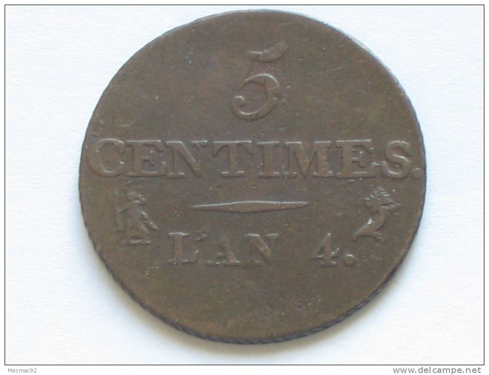 5 Centimes L´an 4  A  - Directoire - Dupré Petit Module. - Other & Unclassified