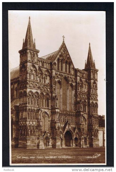 RB 850 - Walter Scott Real Photo Postcard - The Great West Front - Salisbury Cathedral Wiltshire - Salisbury