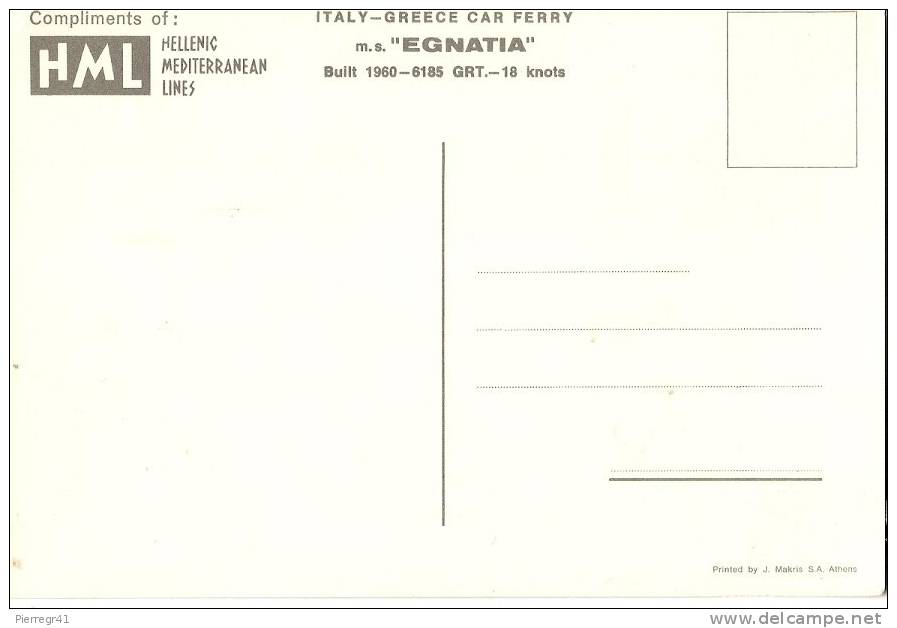 CPA-1960-FERRY-CIE GREC -HLM-EGNATIA-LIAISON PATRAS -BRINDISI-TBE - Paquebots