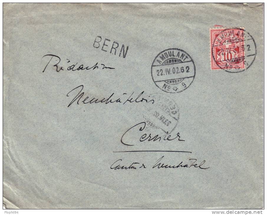 SUISSE-AMBULANT N°9 DU 22-4-1902 - GRIFFE BERN. - Poststempel