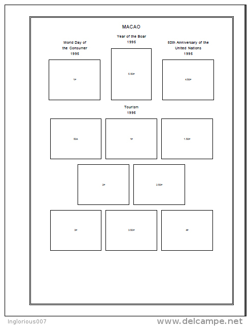 MACAO STAMP ALBUM PAGES 1884-2011 (283 pages)